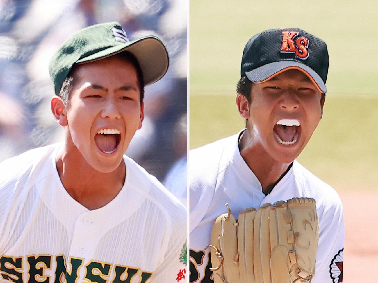 専大松戸・深沢鳳介（左）と木更津総合・島田舜