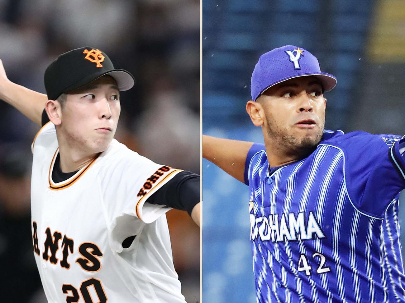 巨人戸郷（左）とDeNAロメロ