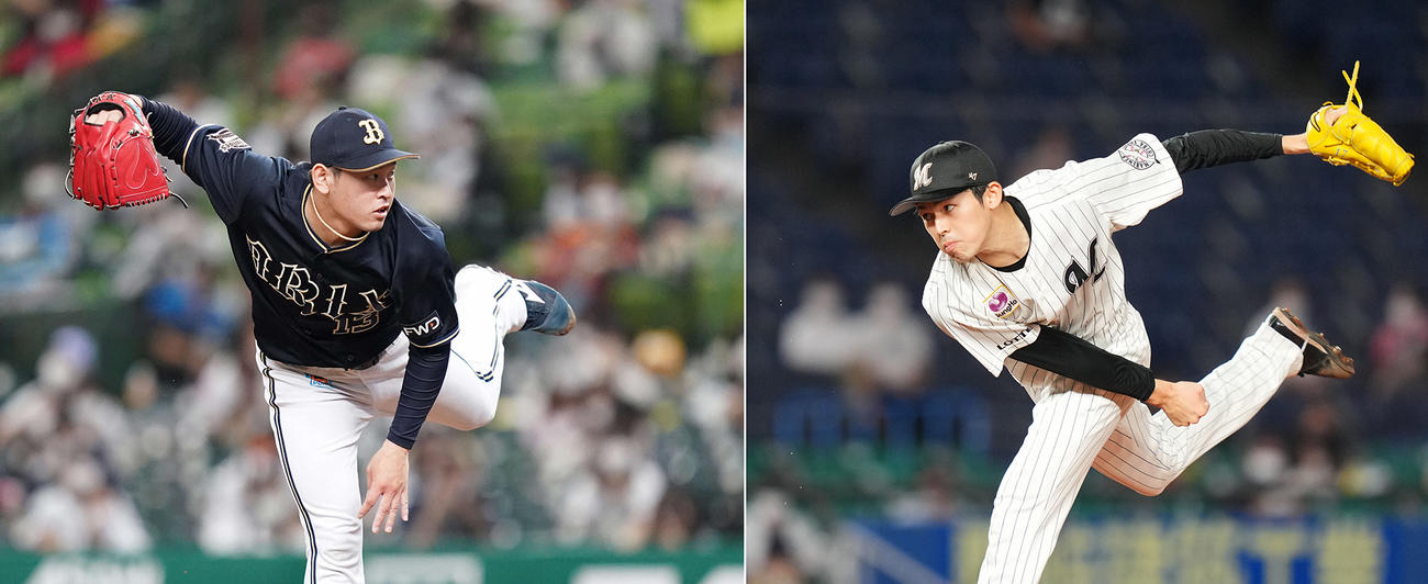 オリックス宮城大弥（左）、ロッテ佐々木朗希