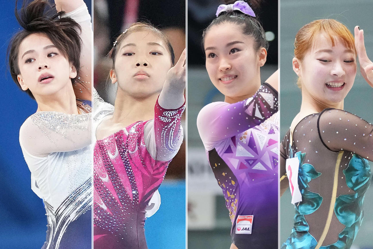 世界体操に出場する左から村上茉愛、芦川うらら、畠田瞳、平岩優奈
