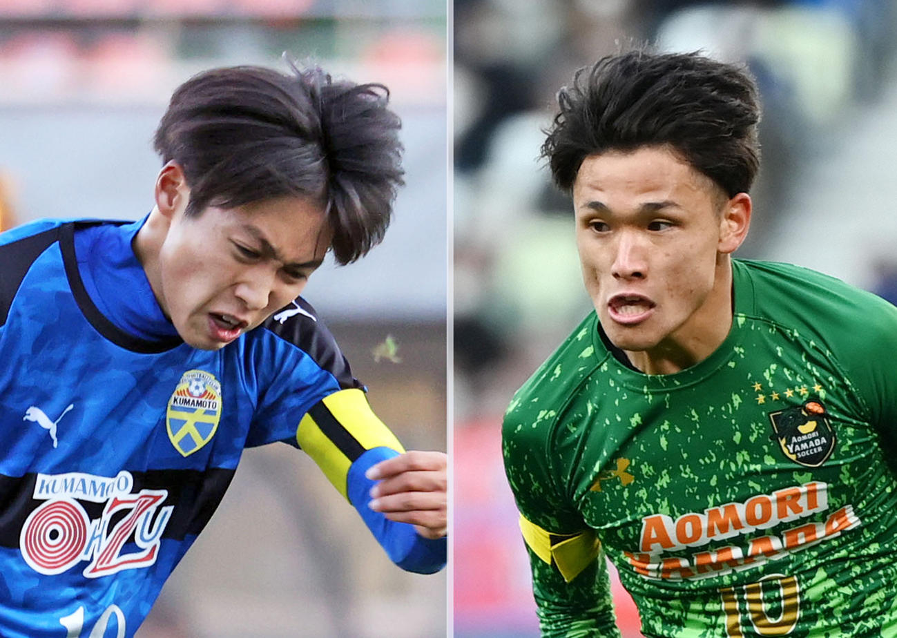 大津・森田大智（左）と青森山田・松木玖生
