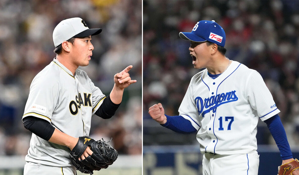 阪神桐敷拓馬（左）、中日柳裕也