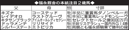 福永厩舎の本紙注目2歳馬
