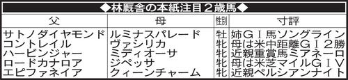 林厩舎の本紙注目２歳馬