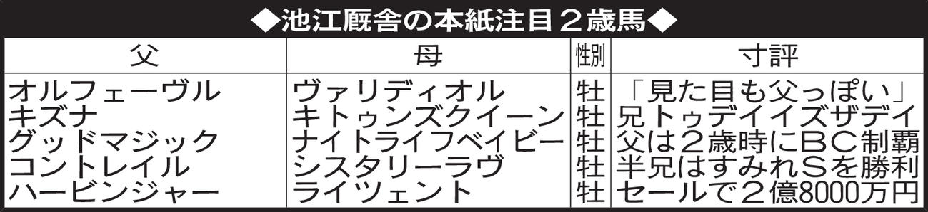 池江厩舎の本紙注目2歳馬