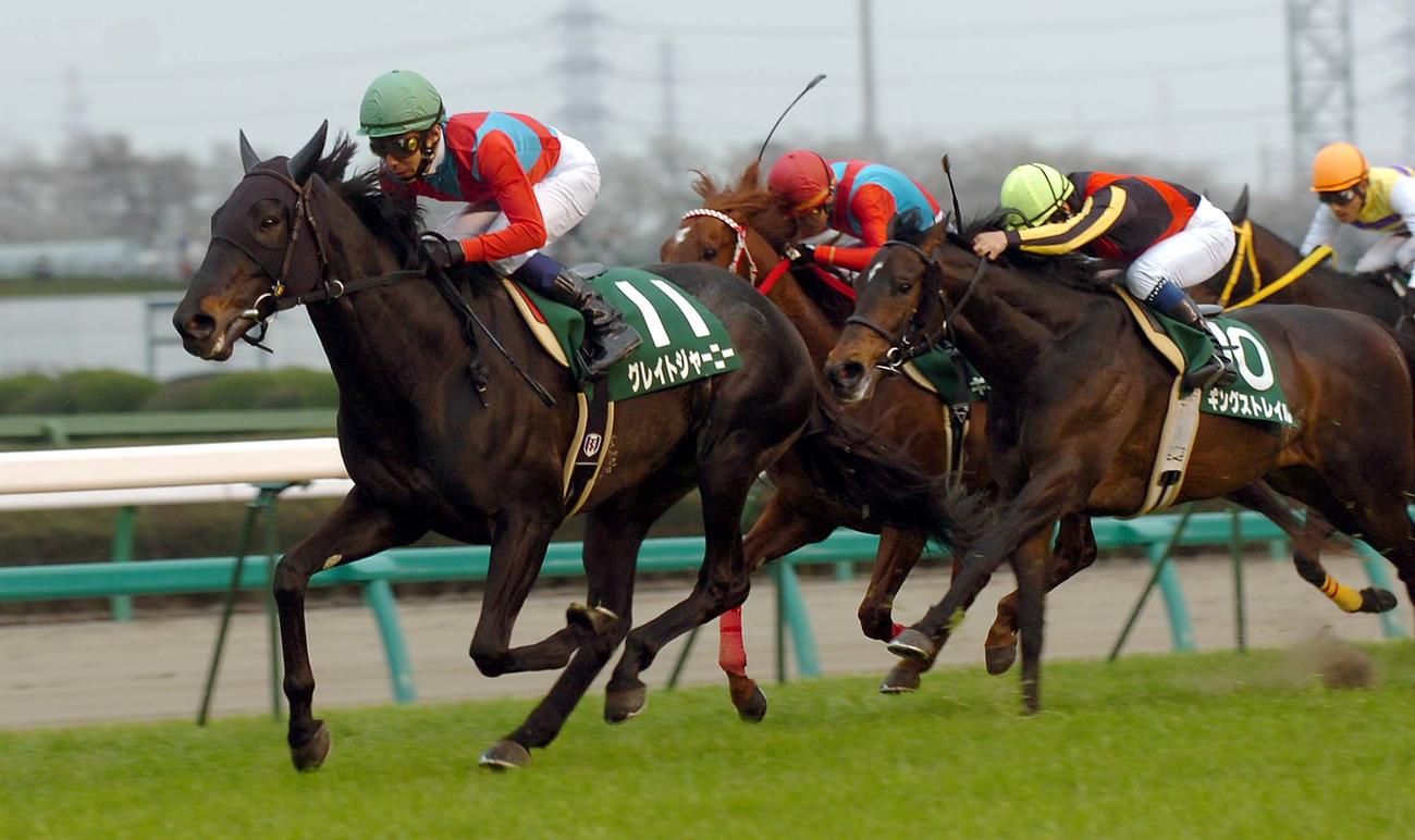 06年4月2日、ダービー卿CTを制したグレイトジャーニー（左）