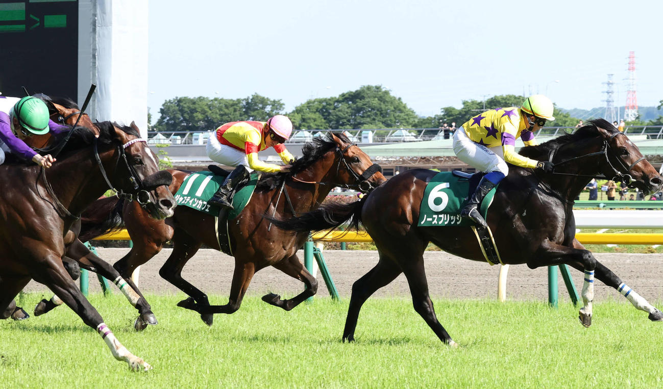 昨年のエプソムCで4着に敗れたジャスティンカフェ（右から2頭目）
