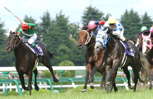 03年宝塚記念を制したヒシミラクル(右)。左は5着シンボリクリスエス