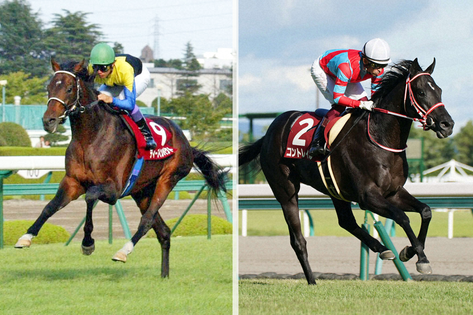 05年神戸新聞杯を制したディープインパクト（左）と20年優勝のコントレイル