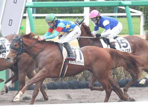 カサブランカキッドと横山武騎手(2023年3月撮影)