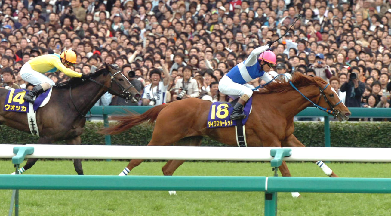 07年桜花賞を制したダイワスカーレット（右）。左は2着ウオッカ