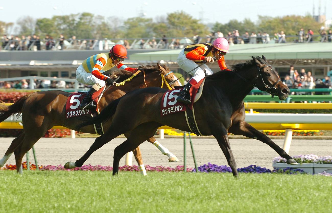10年のフローラSを勝ったサンテミリオン（手前）