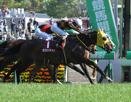 17年、ヤマカツグレースを差し切ってフローラSを制したモズカッチャン(手前)