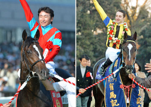 ワンアンドオンリー（左）と父ハーツクライ