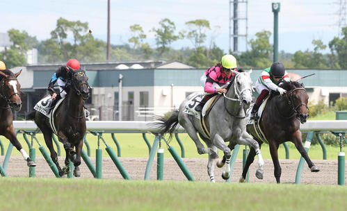 22年9月、新馬戦を快勝したスマートジェイナ(右から2頭目)