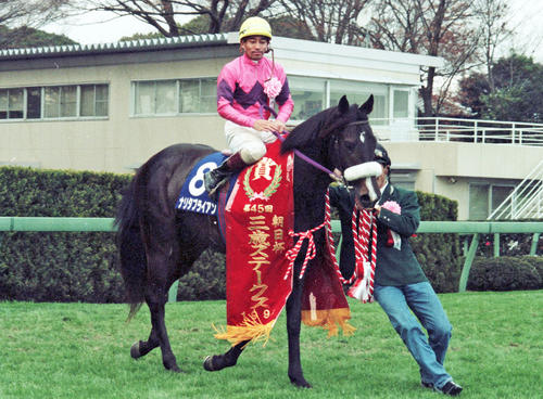 93年朝日杯3歳Sを制したナリタブライアンと南井克巳騎手