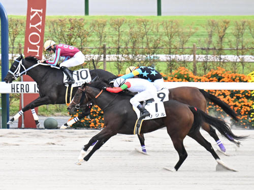 10月27日、前走の京都12R3歳上2勝クラスで2着に敗れたリジル（手前）