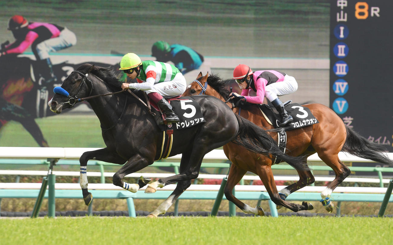 山吹賞を制したドゥレッツァ。右は2着フロムナウオン