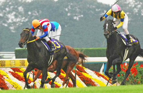 06年菊花賞をドリームパスポートで2着に敗れた横山典弘騎手(左)