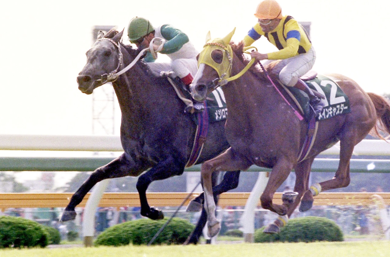 91年函館記念を制したメジロマーシャス（左）