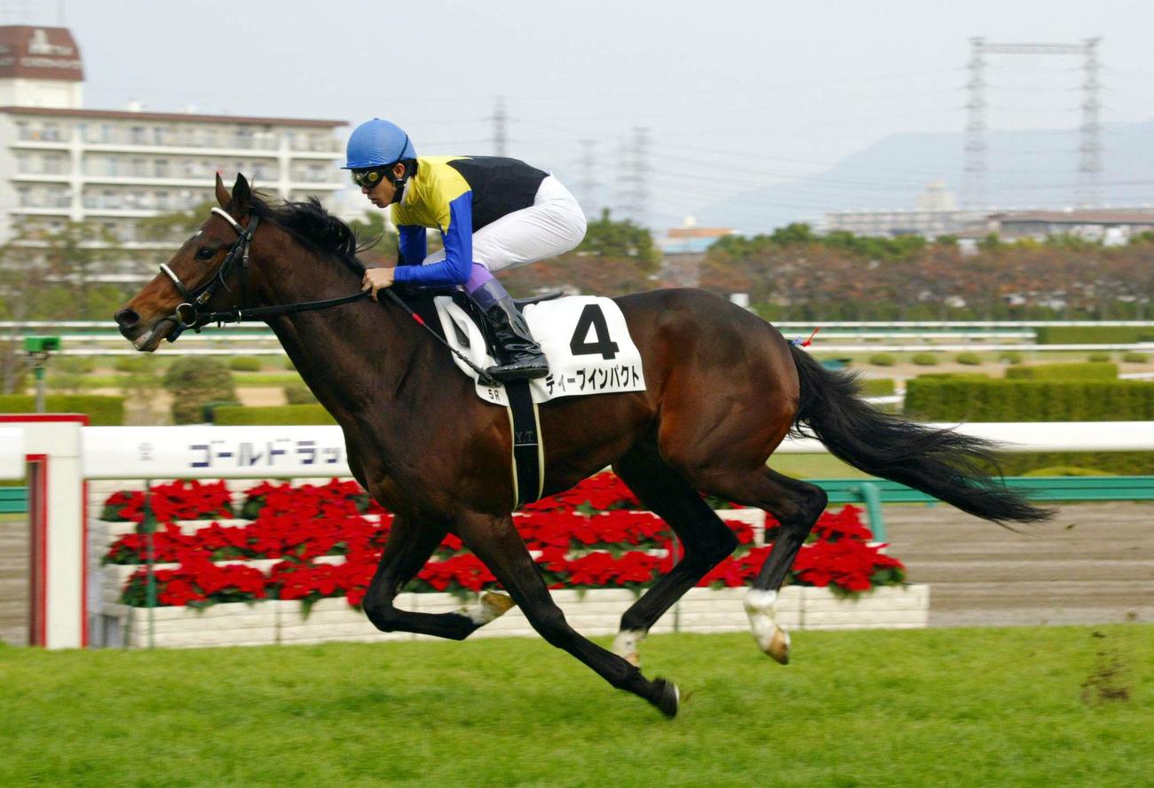 新馬戦を制したディープインパクト（2004年12月19日撮影）