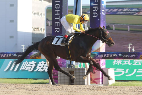 7馬身差の逃げ切りでのぞみ賞を制したシナノスマイルと町田直希騎手