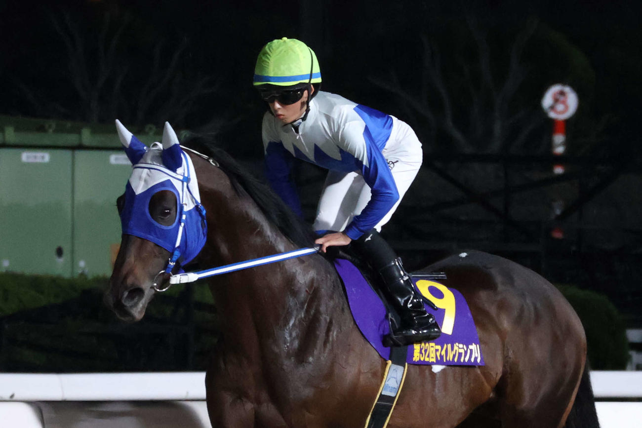 大井11R・マイルグランプリ（S2）　本馬場に入場したフジユージーンと杉山海波騎手（2025年10月22日撮影）