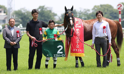 スズカハービンで東京JSを制した難波剛健騎手(中央)