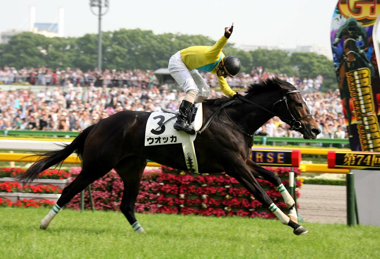 07年のダービーを圧勝したウオッカと四位洋文騎手
