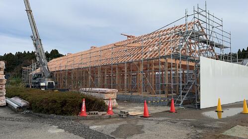 珠洲ホースパークで建設中の新厩舎(角居氏提供)