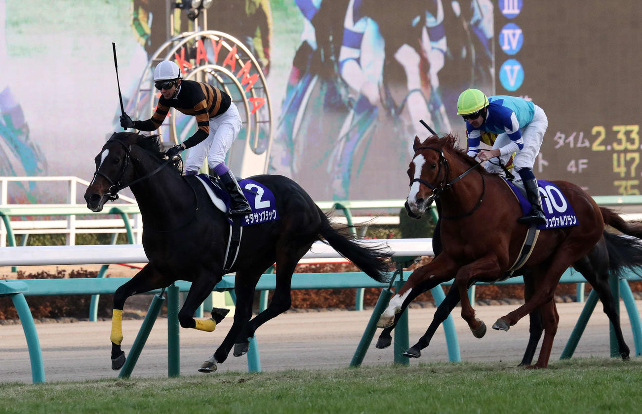 17年、有馬記念を制したキタサンブラックと武豊騎手。右は3着シュヴァルグラン