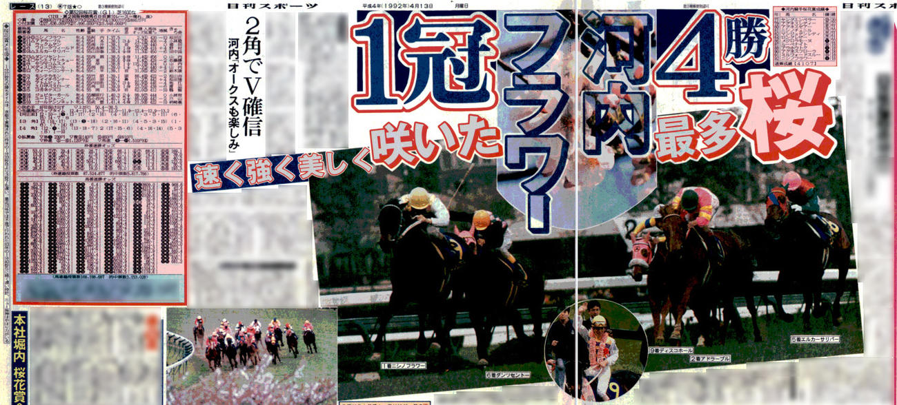 1992年4月13日付　日刊スポーツ紙面