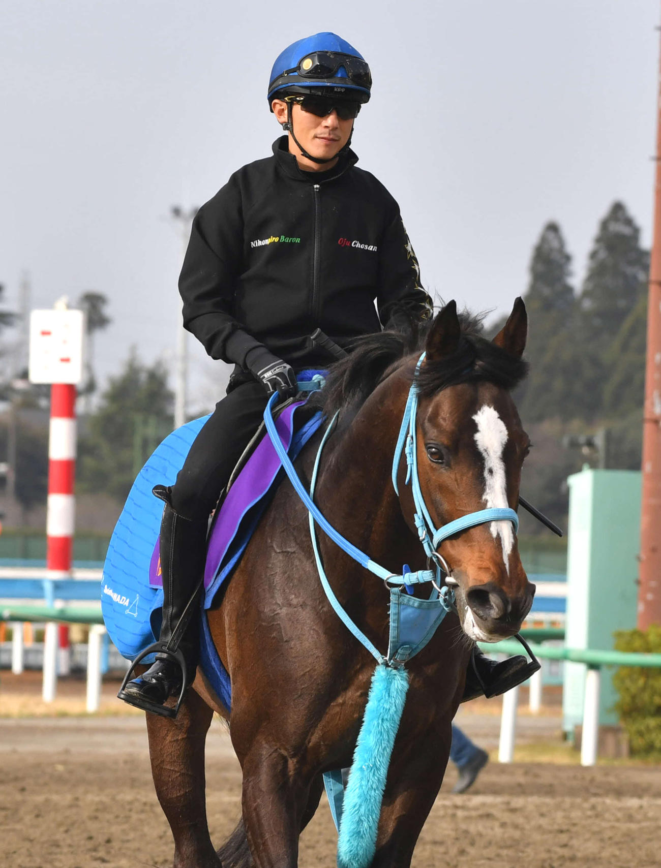 オジュウチョウサンと石神深一騎手（2022年4月6日撮影）