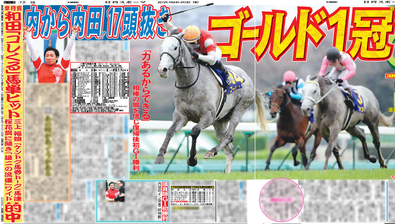 2012年4月16日付　日刊スポーツ紙面