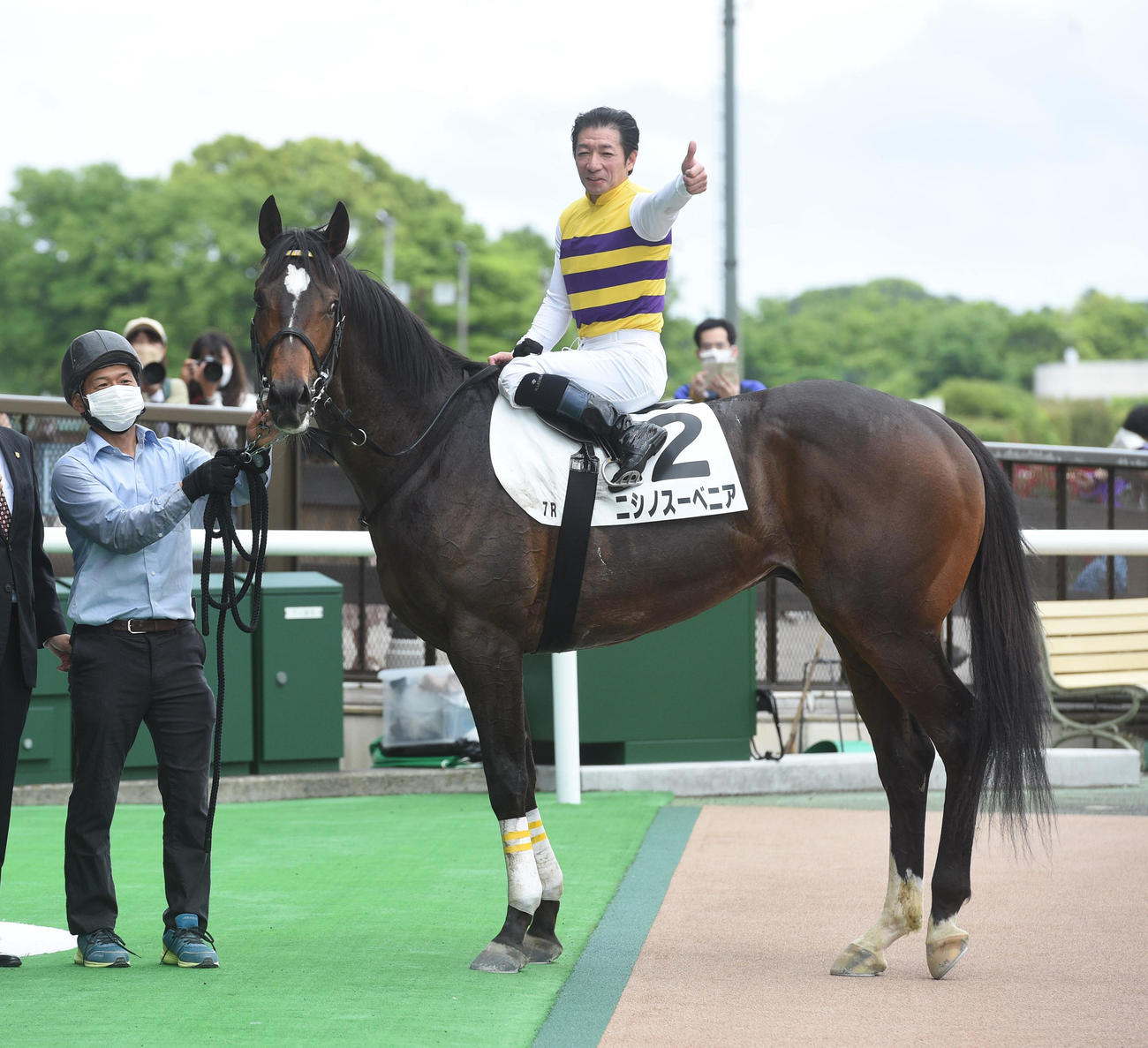 東京7R1着のニシノスーベニアと内田博幸騎手（撮影・柴田隆二）