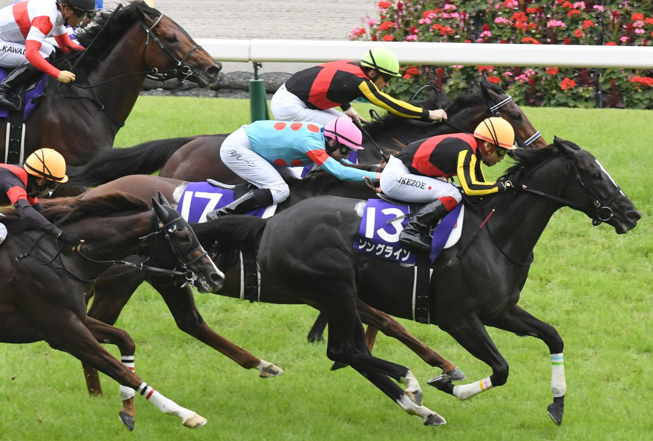 安田記念3着に入ったサリオス（手前から2頭目）。手前は勝ったソングライン（撮影・酒井清司）