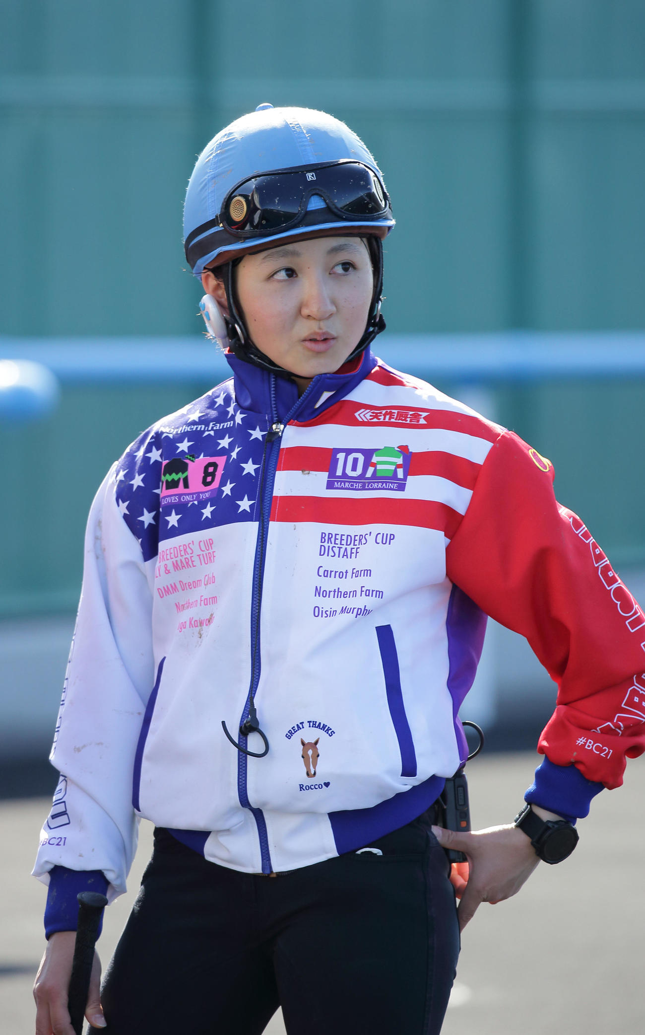 初参戦の函館競馬場で、調教に励む古川奈穂騎手