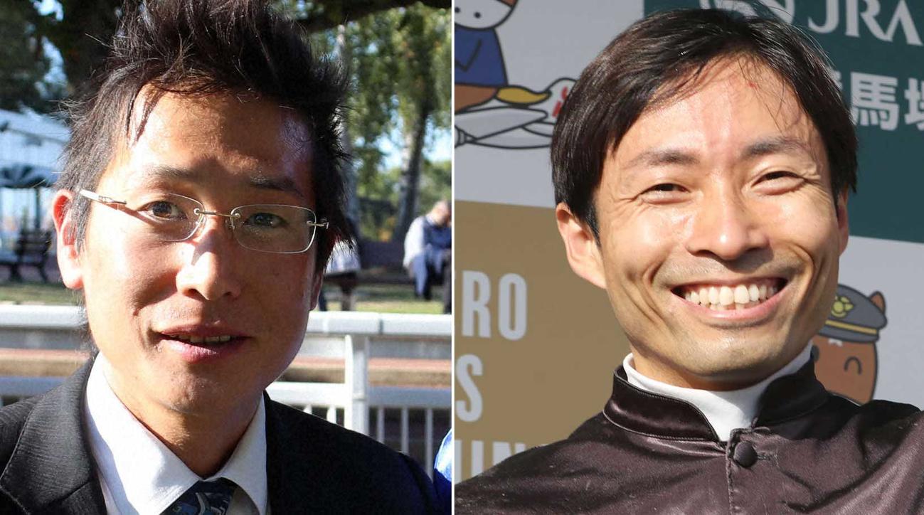 清水裕夫師（左）と大野拓弥騎手