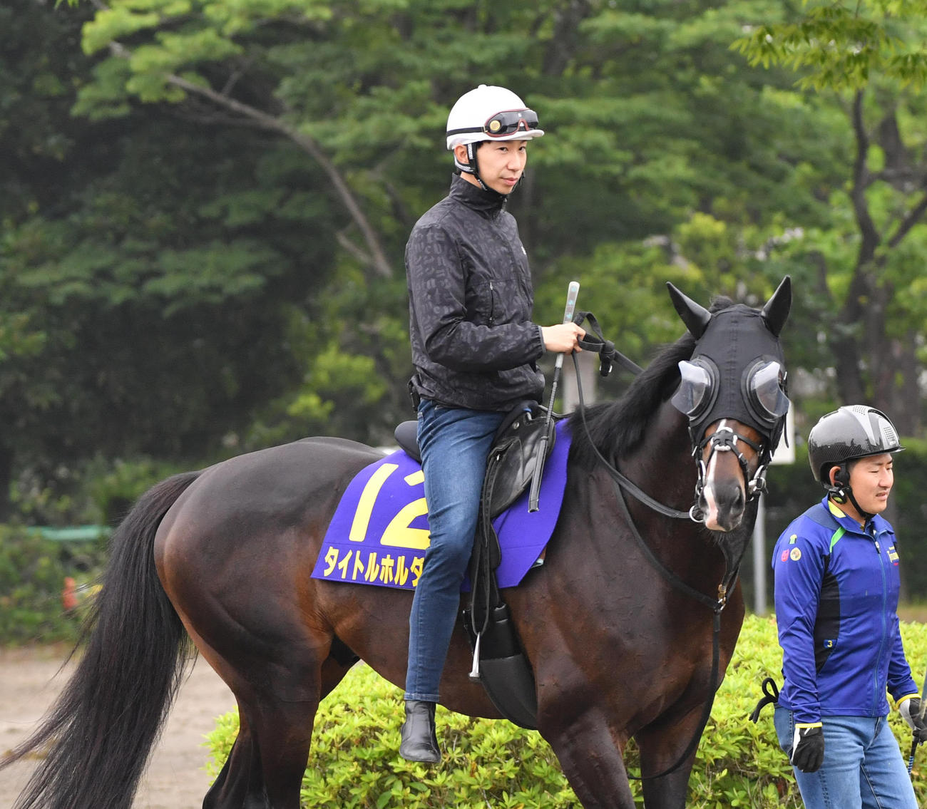 タイトルホルダーと横山和生騎手（撮影・柴田隆二）