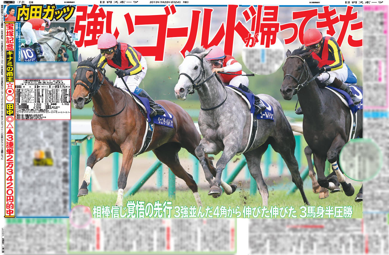 2013年6月24日付　日刊スポーツ紙面