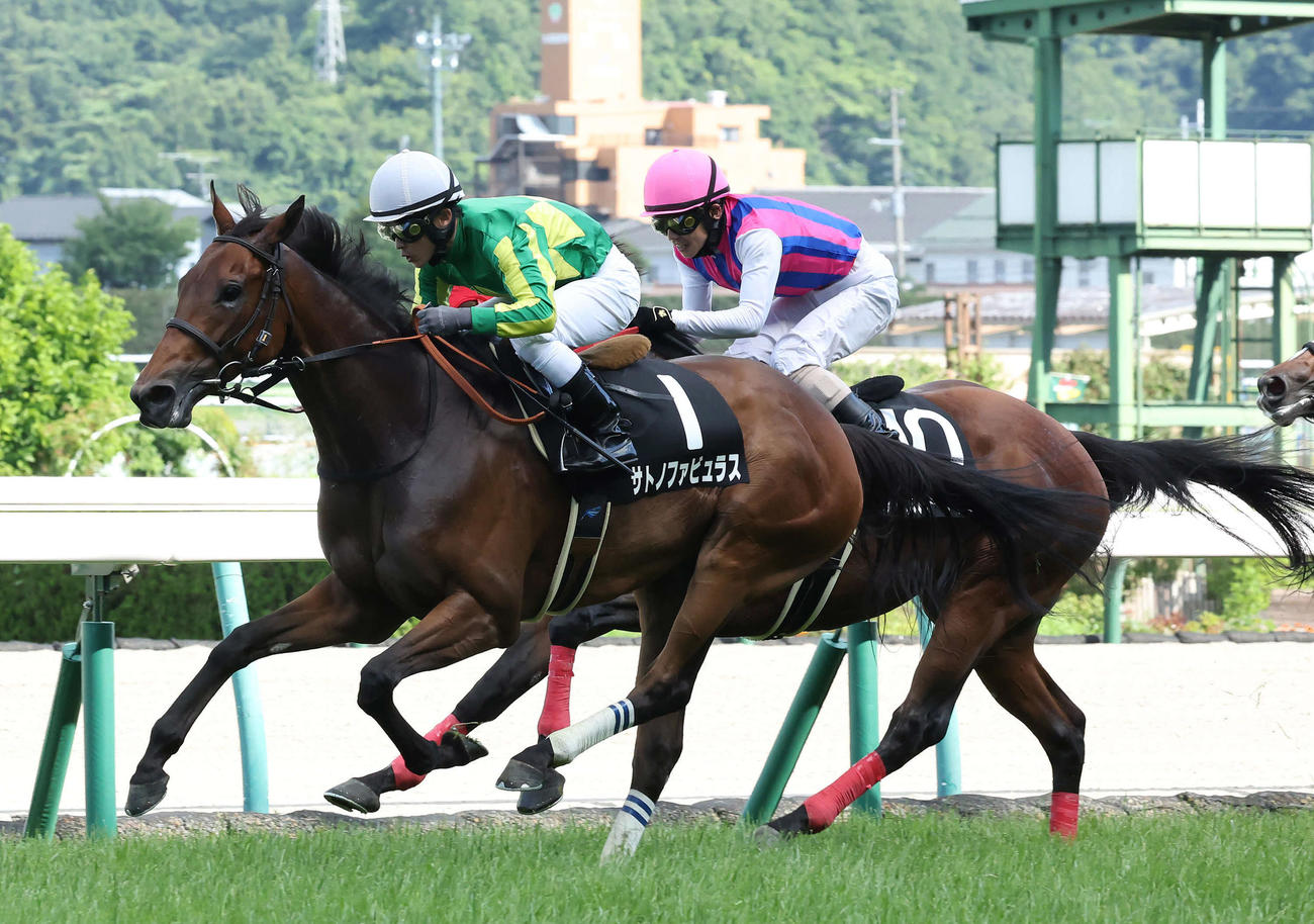 福島11R、TUF杯を制したサトノファビュラスと丸田騎手（撮影・丹羽敏通）