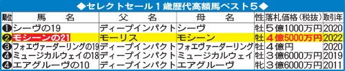 セレクトセール1歳歴代高額馬ベスト5