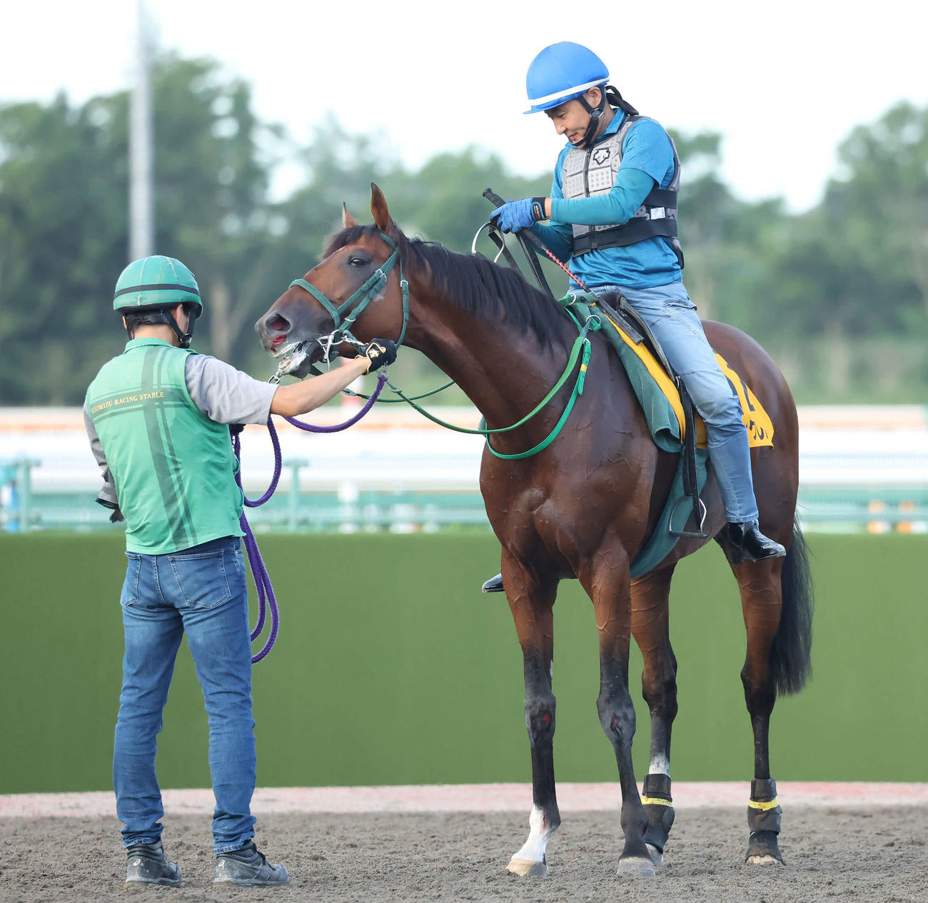 調教を終えて馬場を出るケイティクレバー（2022年7月27日撮影）