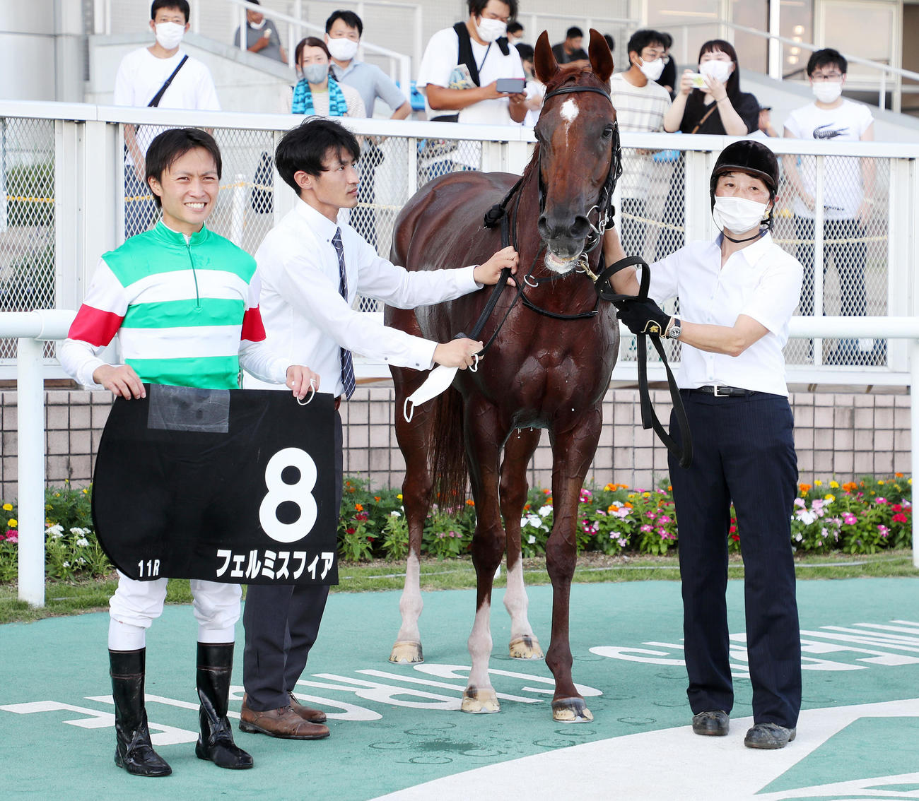 新潟日報賞を制したフェルミスフィアと杉原誠人騎手（撮影・鈴木正人）