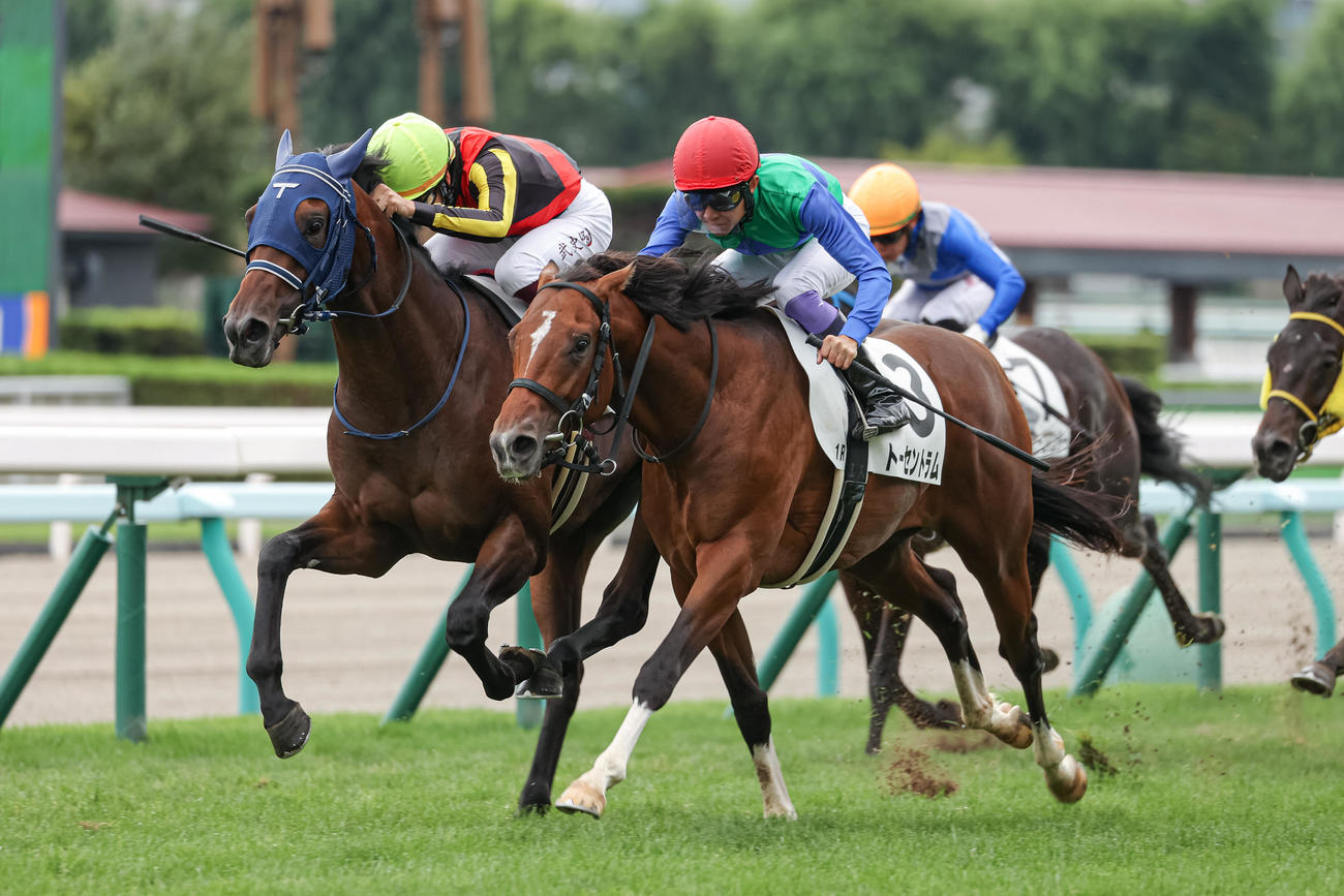 2歳未勝利を勝ち上がったキングズレイン（左）（撮影・村野早祐）
