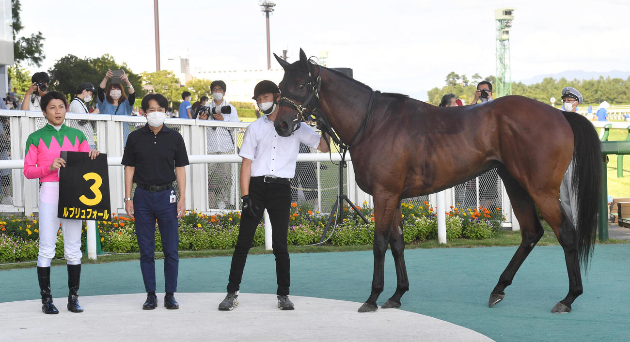 朱鷺Sを制したルプリュフォールと石橋騎手（左）（撮影・柴田隆二）