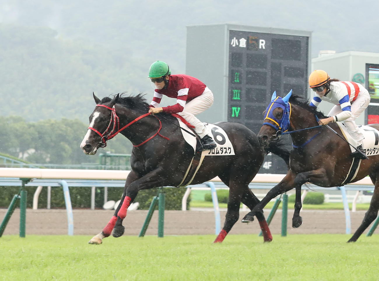 小倉5R 2歳新馬　1着のフロムダスクと松山弘平騎手（撮影・屋方直哉）