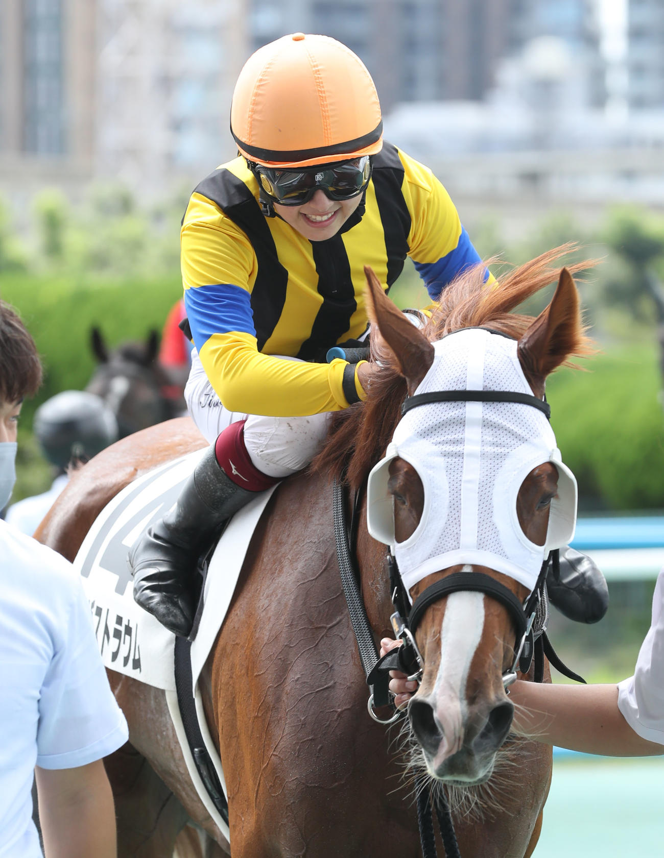 小倉3R 3歳未勝利　1着のエルザストラウムと今村聖奈騎手（撮影・屋方直哉）