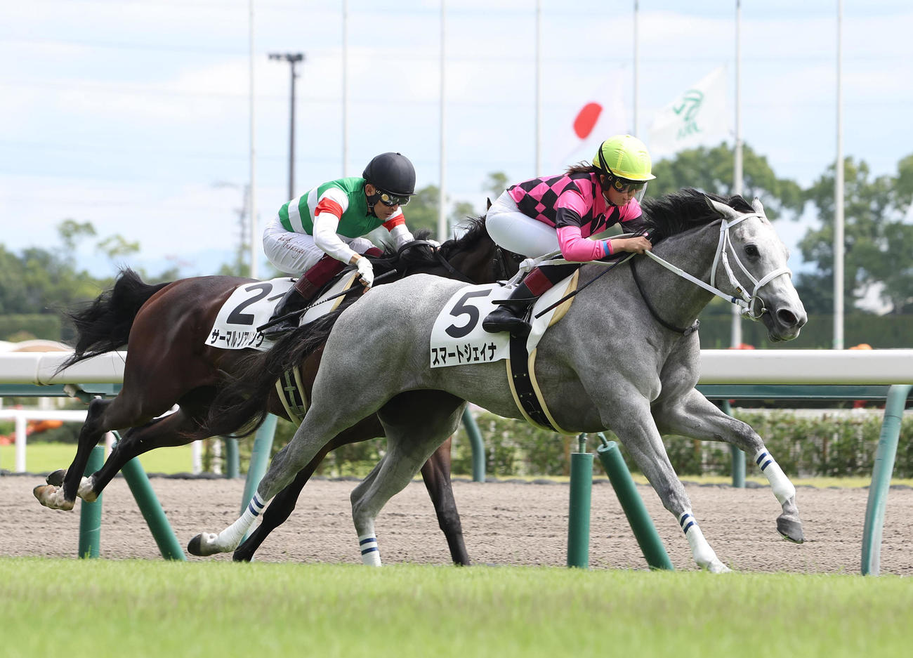新馬戦を快勝したスマートジェイナと今村聖奈騎手（撮影・白石智彦）