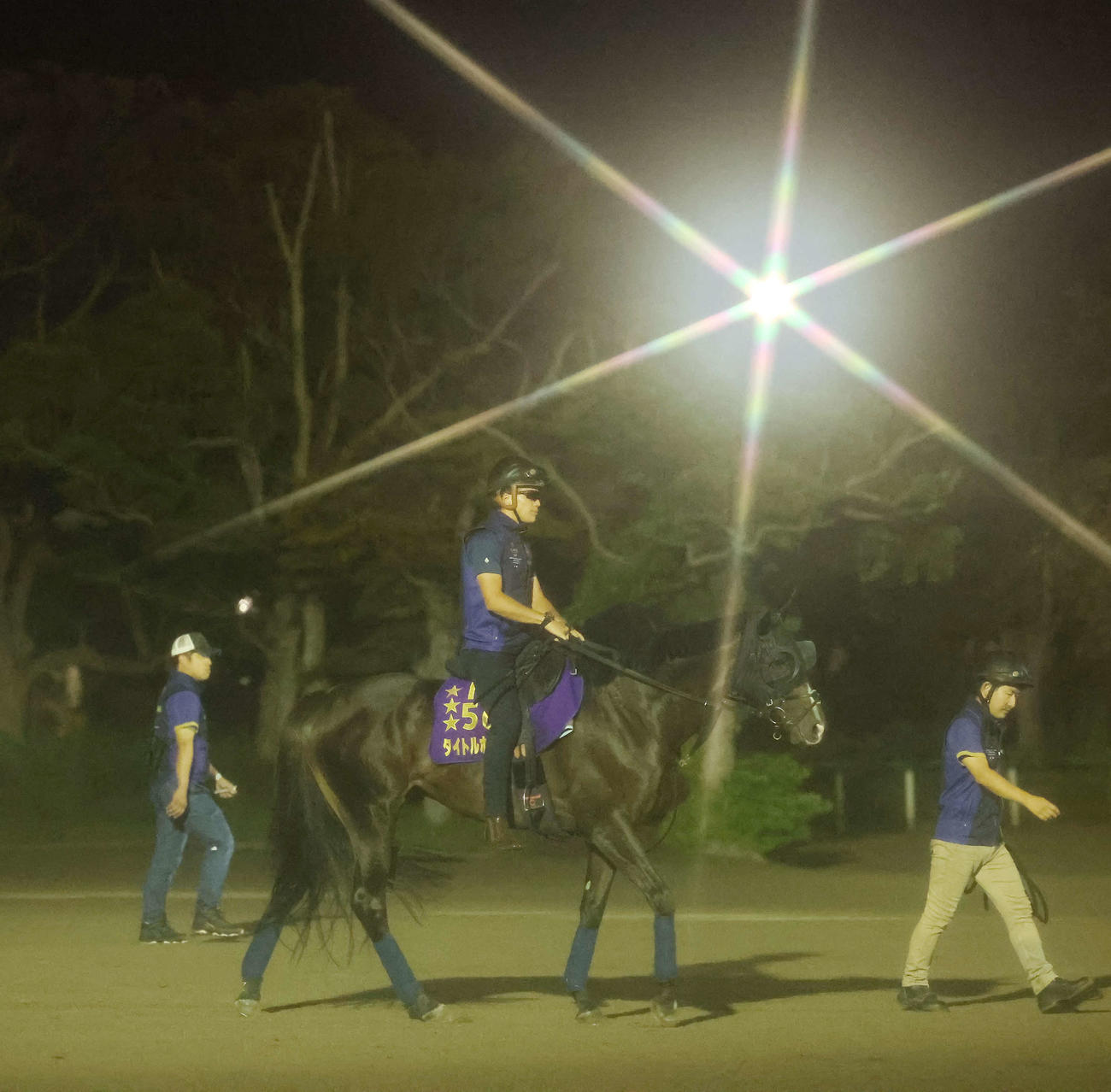 馬場へ向かうタイトルホルダー（撮影・丹羽敏通）